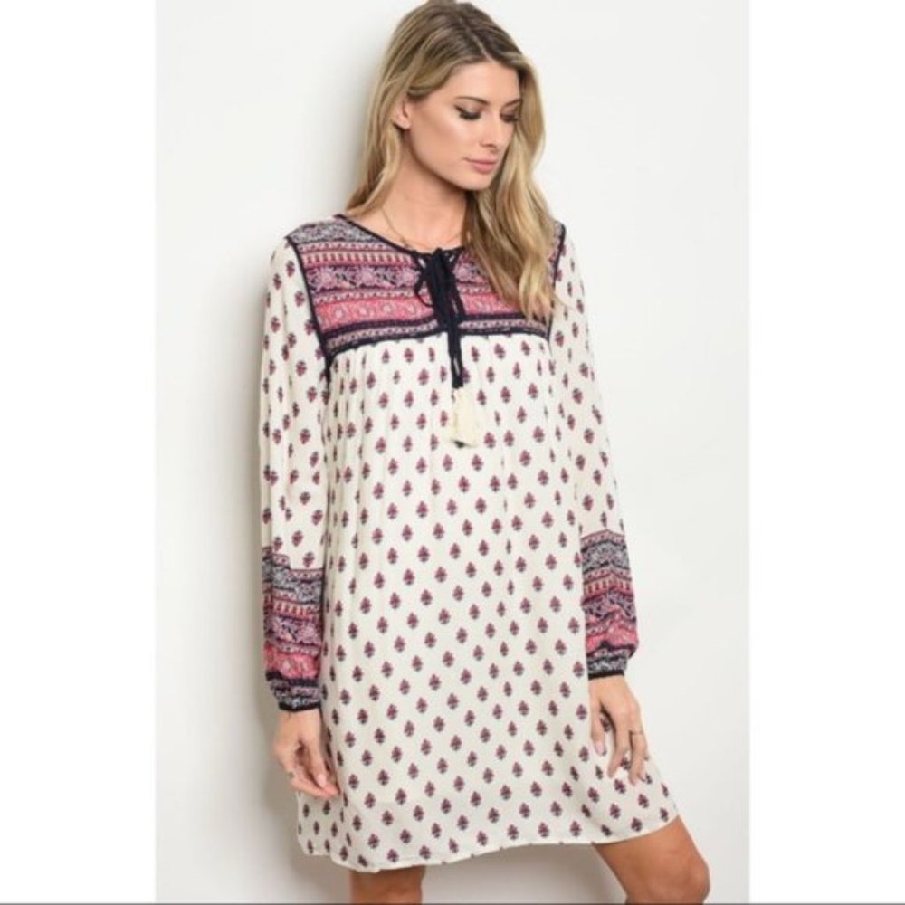 Printed Long Sleeve Dress